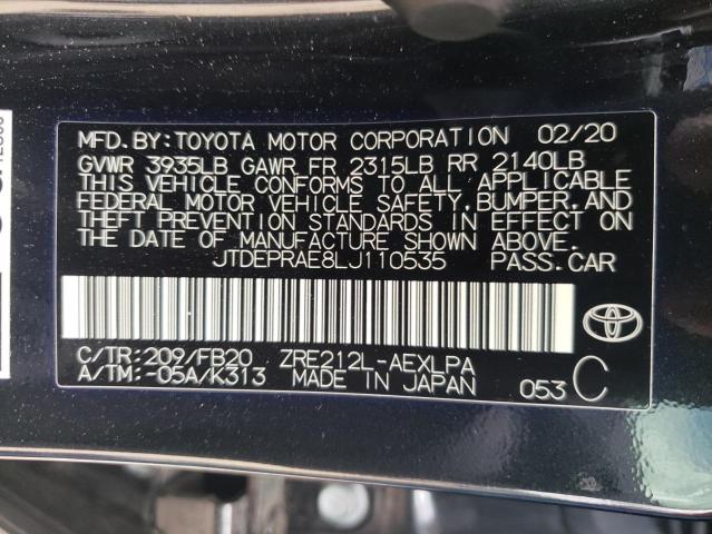 Photo 10 from auction – 2020 TOYOTA COROLLA LE with VIN JTDEPRAE8LJ110535