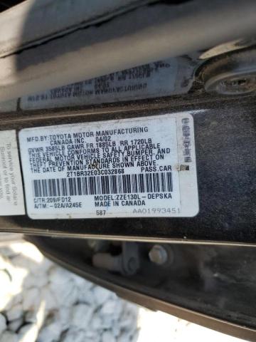 Photo 10 from auction – 2003 TOYOTA COROLLA CE with VIN 2T1BR32E03C032868