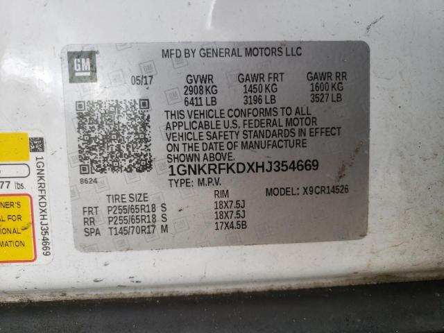 Photo 10 from auction – 2017 CHEVROLET TRAVERSE L with VIN 1GNKRFKDXHJ354669