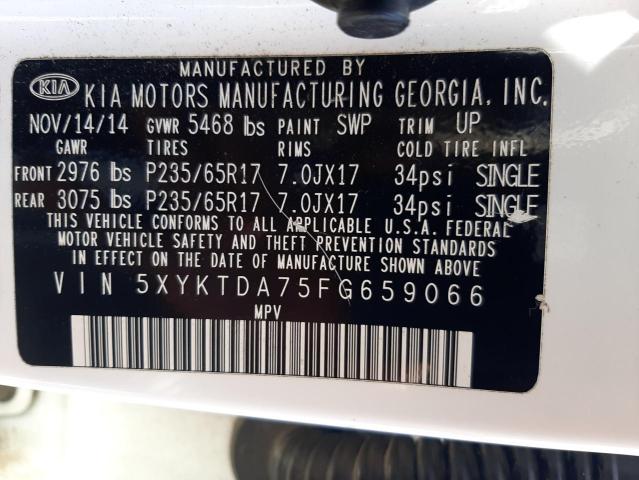 Photo 10 from auction – 2015 KIA SORENTO LX with VIN 5XYKTDA75FG659066