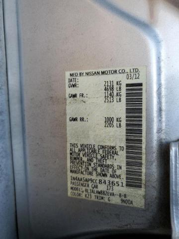 Photo 10 from auction – 2012 NISSAN MAXIMA with VIN 1N4AA5AP9CC843651