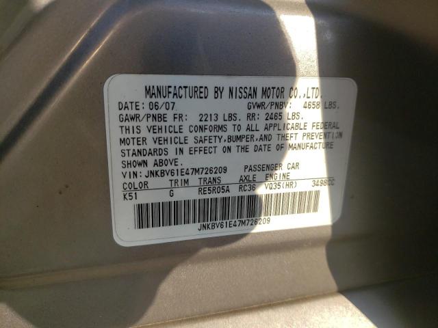 Photo 10 from auction – 2007 INFINITI G35 with VIN JNKBV61E47M726209