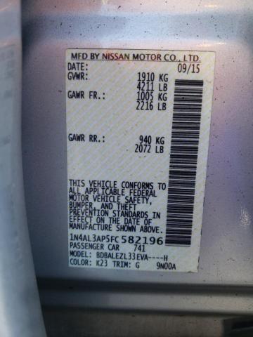Photo 10 from auction – 2015 NISSAN ALTIMA 2.5 with VIN 1N4AL3AP5FC582196
