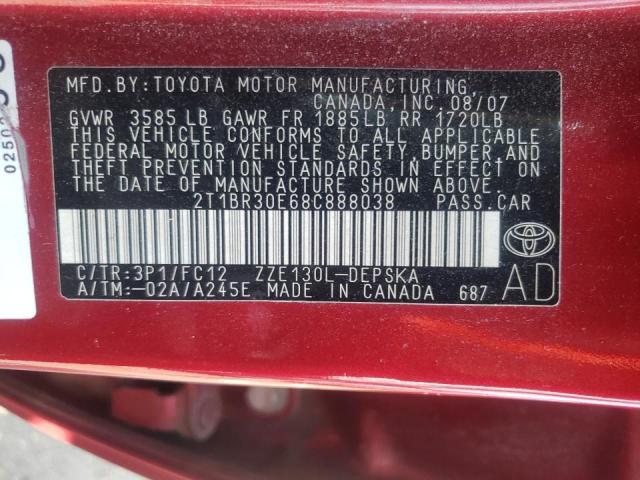 Photo 10 from auction – 2008 TOYOTA COROLLA CE with VIN 2T1BR30E68C888038