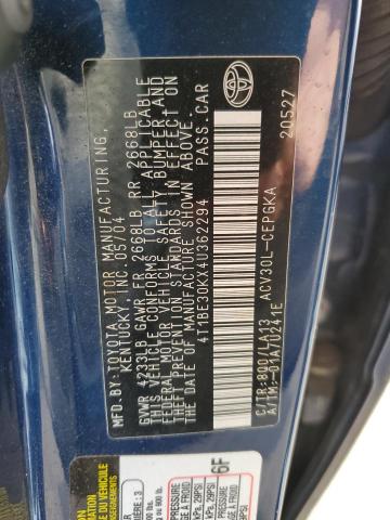 Photo 10 from auction – 2004 TOYOTA CAMRY LE with VIN 4T1BE30KX4U362294