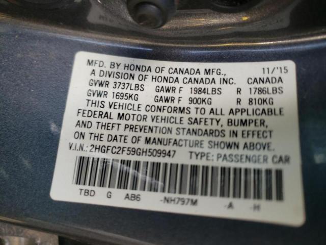 Photo 10 from auction – 2016 HONDA CIVIC LX with VIN 2HGFC2F59GH509947