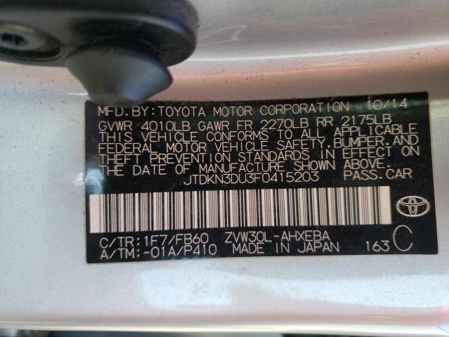 Photo 10 from auction – 2015 TOYOTA PRIUS with VIN JTDKN3DU3F0415203