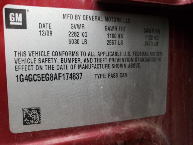 Photo 10 from auction – 2010 BUICK LACROSSE C with VIN 1G4GC5EG8AF174837
