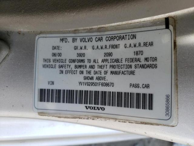 Photo 10 from auction – 2001 VOLVO S 40 with VIN YV1VS29501F608670