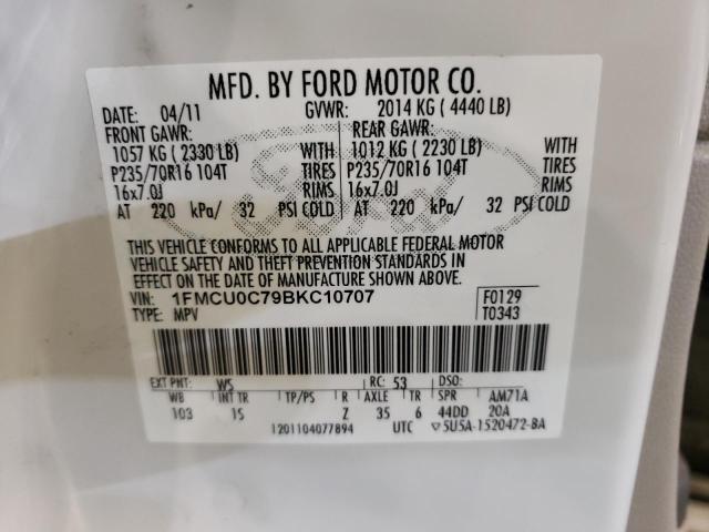 Photo 10 from auction – 2011 FORD ESCAPE XLS with VIN 1FMCU0C79BKC10707