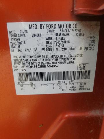 Photo 10 from auction – 2008 FORD EDGE SE with VIN 2FMDK36C58BA54057