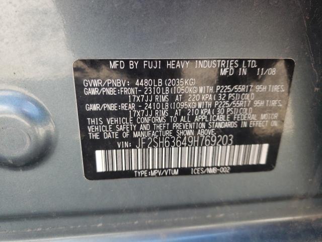 Фото 10 с аукциона – 2009 SUBARU FORESTER 2 с VIN JF2SH63649H769203