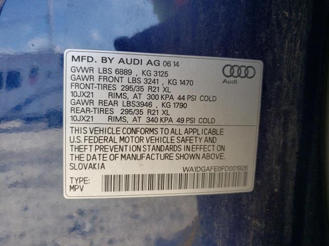 Photo 10 from auction – 2015 AUDI Q7 PRESTIG with VIN WA1DGAFE0FD001926