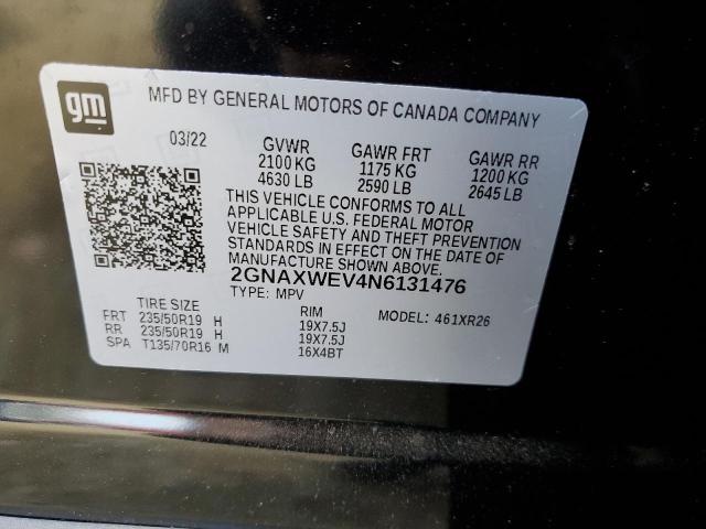 Photo 10 from auction – 2022 CHEVROLET EQUINOX RS with VIN 2GNAXWEV4N6131476