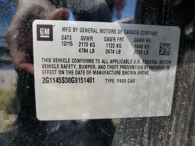 Photo 10 from auction – 2016 CHEVROLET IMPALA LTZ with VIN 2G1145S38G9151481