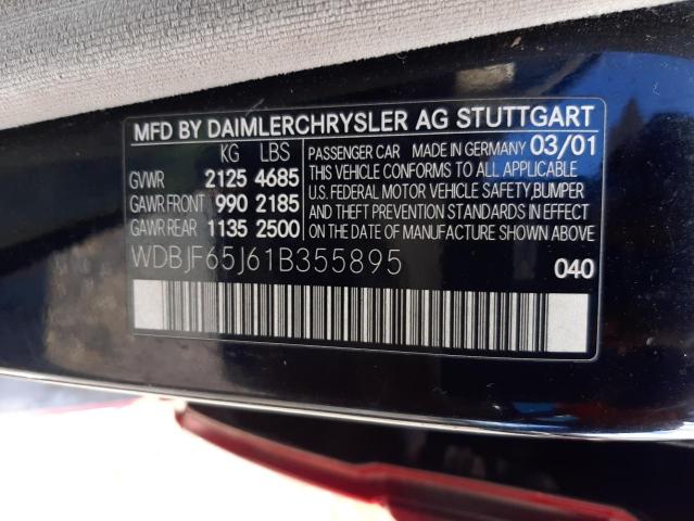 Photo 10 from auction – 2001 MERCEDES-BENZ E 320 with VIN WDBJF65J61B355895