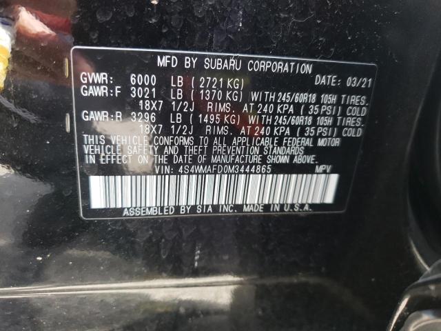 Photo 10 from auction – 2021 SUBARU ASCENT PRE with VIN 4S4WMAFD0M3444865