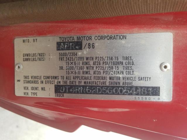Photo 10 from auction – 1986 TOYOTA 4RUNNER RN with VIN JT4RN62D5G0054481