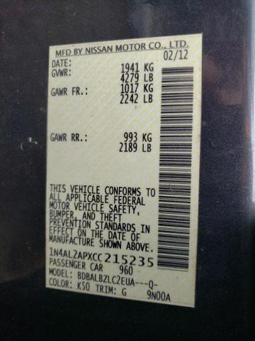 Photo 10 from auction – 2012 NISSAN ALTIMA BAS with VIN 1N4AL2APXCC215235