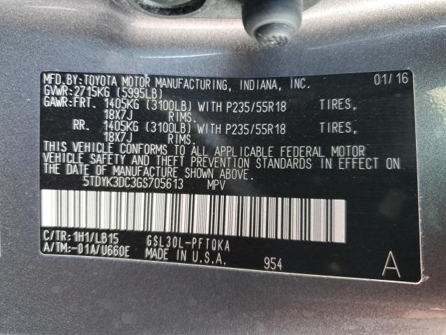 Photo 10 from auction – 2016 TOYOTA SIENNA XLE with VIN 5TDYK3DC3GS705613
