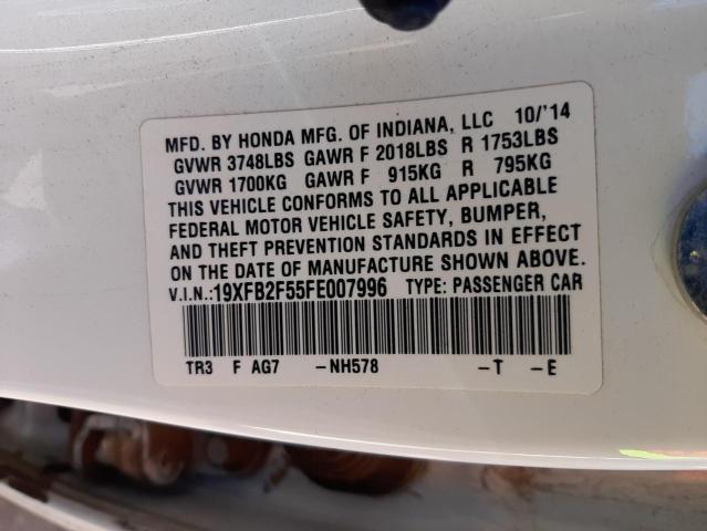 Photo 10 from auction – 2015 HONDA CIVIC LX with VIN 19XFB2F55FE007996