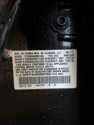 Photo 10 from auction – 2011 HONDA PILOT EXL with VIN 5FNYF4H59BB091038