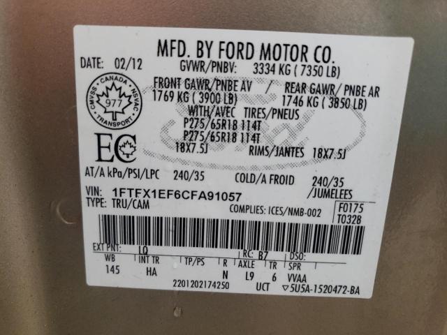 Photo 10 from auction – 2012 FORD F150 SUPER with VIN 1FTFX1EF6CFA91057