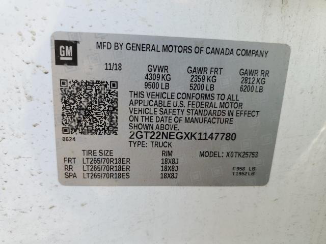 Photo 10 from auction – 2019 GMC SIERRA K25 with VIN 2GT22NEGXK1147780