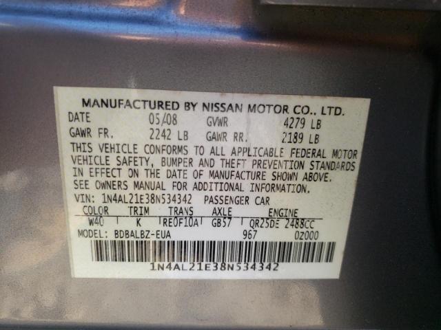 Photo 10 from auction – 2008 NISSAN ALTIMA 2.5 with VIN 1N4AL21E38N534342
