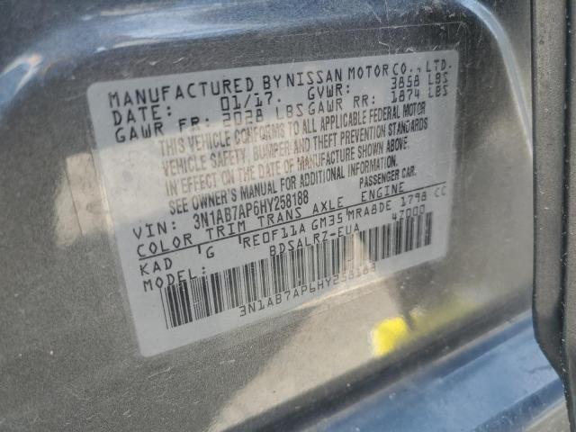 Photo 10 from auction – 2017 NISSAN SENTRA S with VIN 3N1AB7AP6HY258188