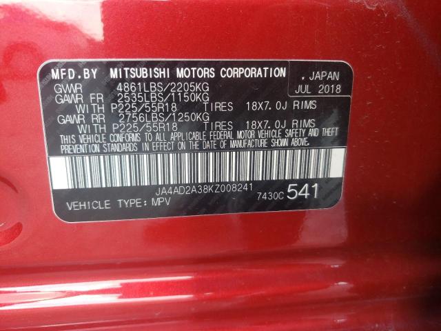 Photo 10 from auction – 2019 MITSUBISHI OUTLANDER with VIN JA4AD2A38KZ008241