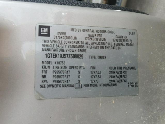 Photo 10 from auction – 2007 GMC NEW SIERRA with VIN 1GTEK19J57Z608829