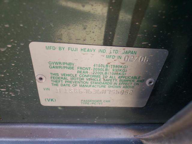 Photo 10 from auction – 2006 SUBARU FORESTER 2 with VIN JF1SG67636H756052