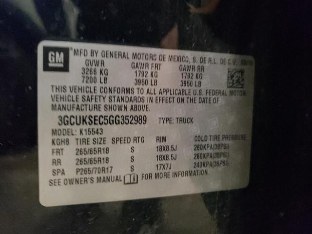 Photo 10 from auction – 2016 CHEVROLET SILVERADO with VIN 3GCUKSEC5GG352989
