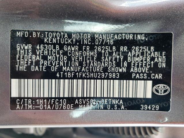Photo 10 from auction – 2017 TOYOTA CAMRY LE with VIN 4T1BF1FK5HU297983