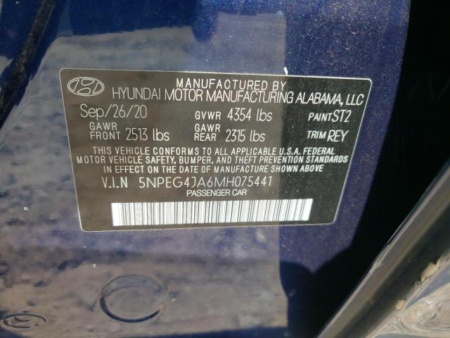Photo 10 from auction – 2021 HYUNDAI SONATA SE with VIN 5NPEG4JA6MH075441