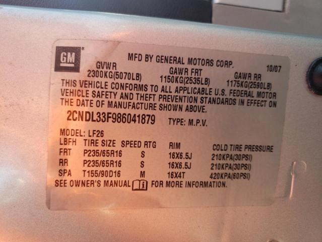 Photo 10 from auction – 2008 CHEVROLET EQUINOX LT with VIN 2CNDL33F986041879