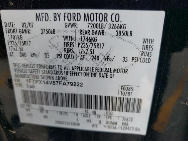 Photo 10 from auction – 2007 FORD F150 with VIN 1FTPX14V87FA79222