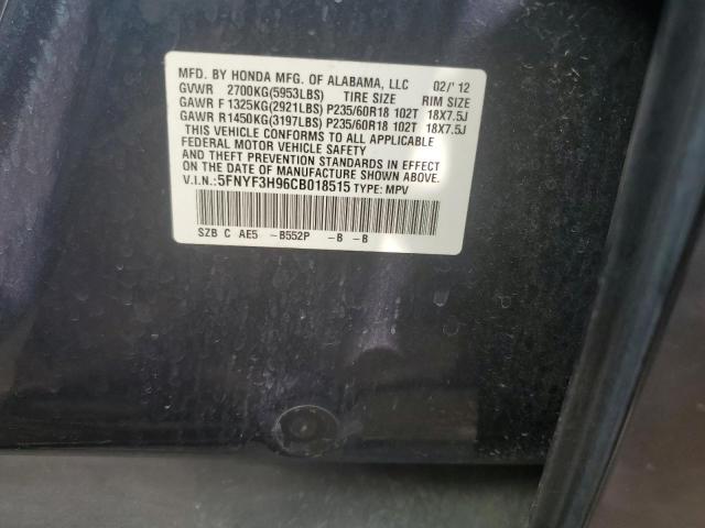 Photo 10 from auction – 2012 HONDA PILOT TOUR with VIN 5FNYF3H96CB018515