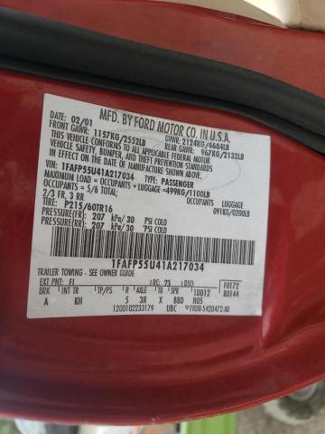 Photo 10 from auction – 2001 FORD TAURUS SES with VIN 1FAFP55U41A217034