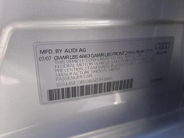 Photo 10 from auction – 2008 AUDI A4 2.0T with VIN WAUAF78E08A035880