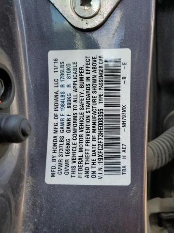 Photo 10 from auction – 2017 HONDA CIVIC EX with VIN 19XFC2F73HE008355