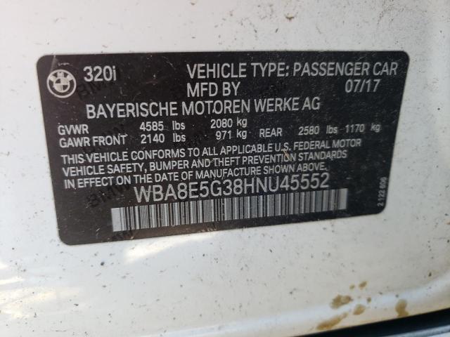 Photo 10 from auction – 2017 BMW 320 XI with VIN WBA8E5G38HNU45552