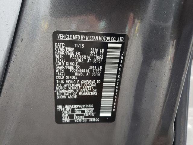 Photo 10 from auction – 2016 NISSAN QUEST S with VIN JN8AE2KP7G9151830