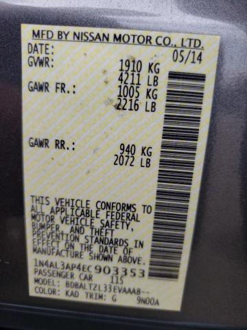Photo 10 from auction – 2014 NISSAN ALTIMA 2.5 with VIN 1N4AL3AP4EC903353