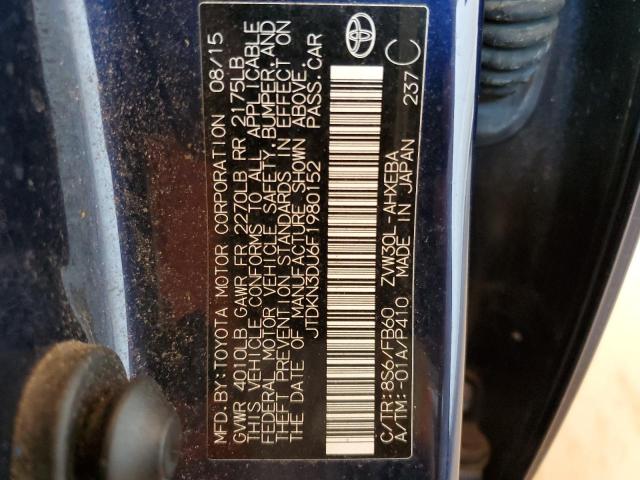 Photo 10 from auction – 2015 TOYOTA PRIUS with VIN JTDKN3DU6F1980152
