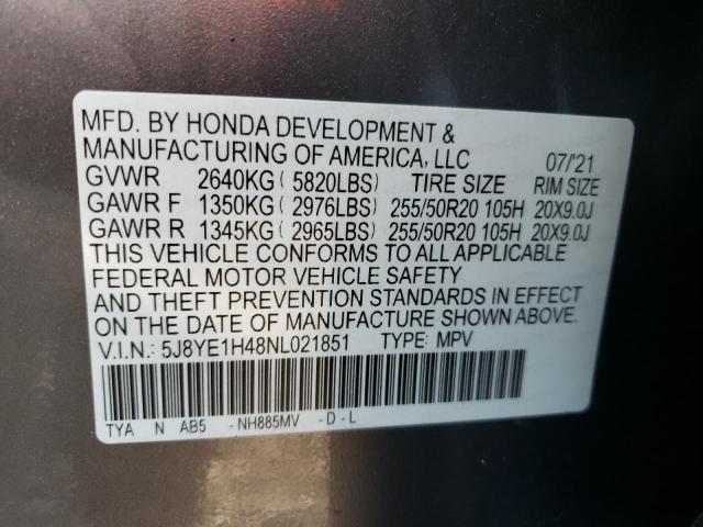 Photo 10 from auction – 2022 ACURA MDX TECHNO with VIN 5J8YE1H48NL021851