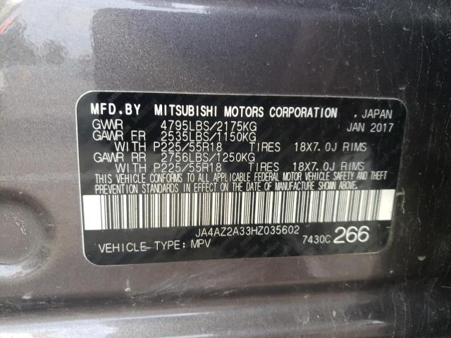 Photo 10 from auction – 2017 MITSUBISHI OUTLANDER with VIN JA4AZ2A33HZ035602