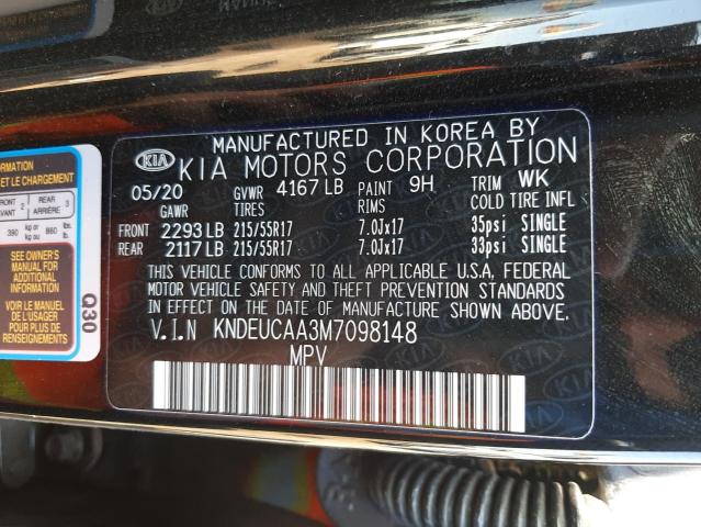 Photo 10 from auction – 2021 KIA SELTOS S with VIN KNDEUCAA3M7098148