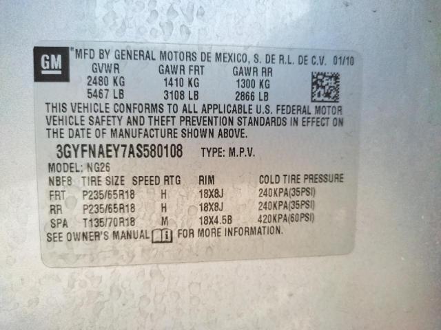 Photo 10 from auction – 2010 CADILLAC SRX LUXURY with VIN 3GYFNAEY7AS580108